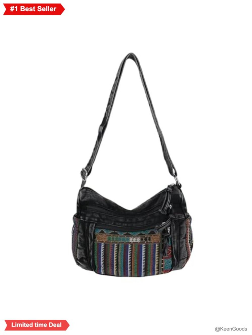 Canvas Denim Crossbody Bag Boho Hobo Purse with Pockets Shoulder Strap